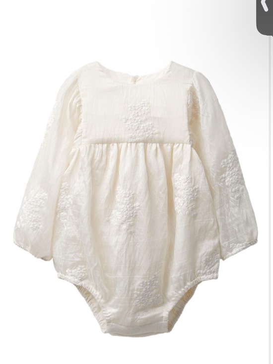 Zara Other - Zara Cream Embroidered Long-Sleeve Baby One-Piece